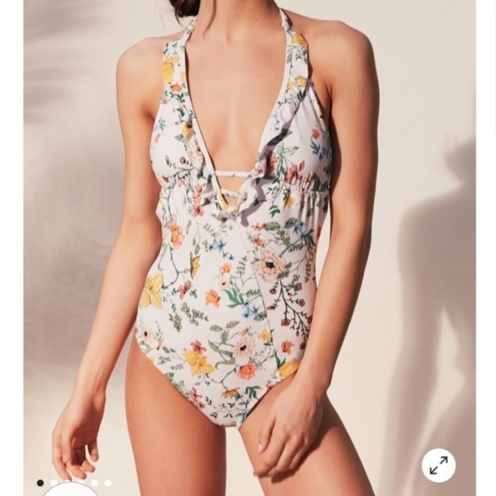 Somedays Lovin Anthropologie Medium‎ Floral Print One Piece Swimsuit